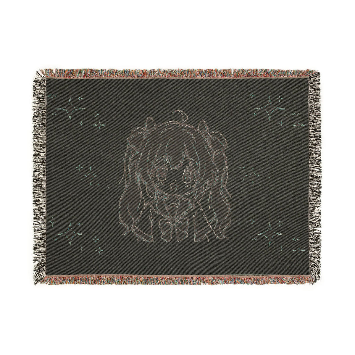 Anime Girl Woven Blanket — Kawaii Sparkle Throw for Fans & Cozy Décor