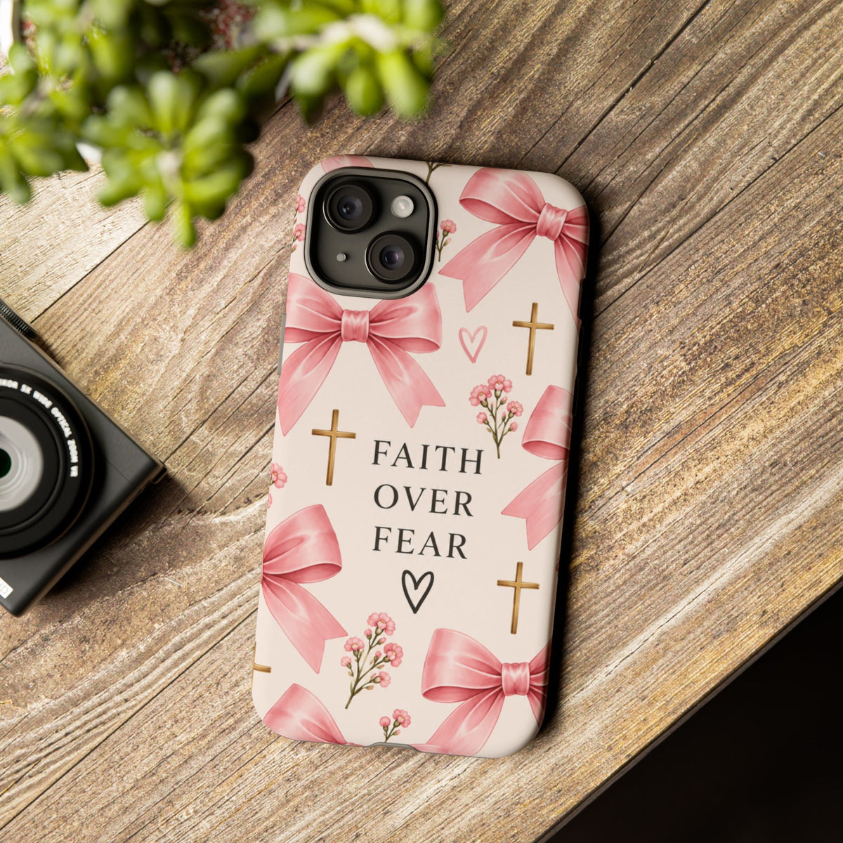 Faith Over Fear Phone Case| Pink Bow