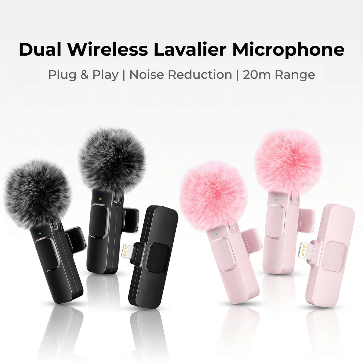 Wireless Lapel Microphone with Lightning Connector for Vlogs and Live Streaming