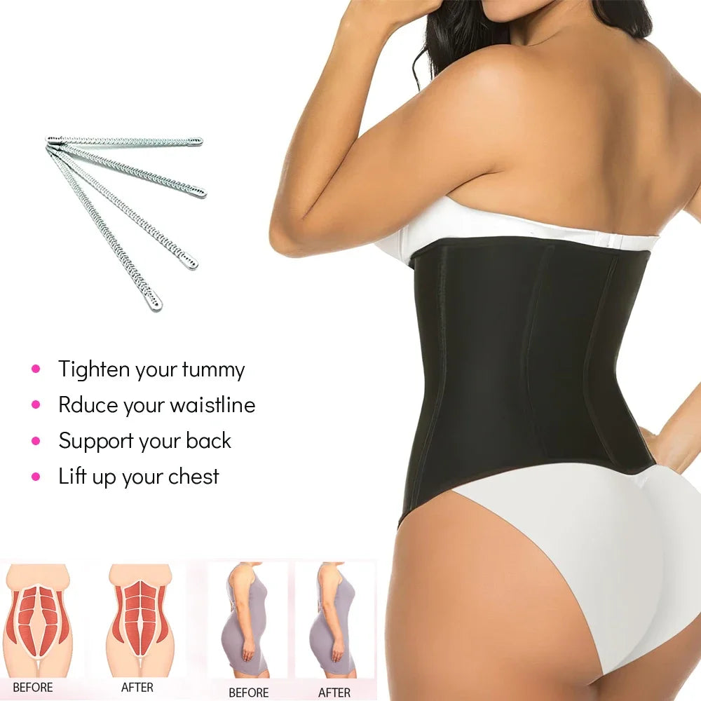 Women's Waist Trainer Tummy Control Corset with Zipper and Hooks