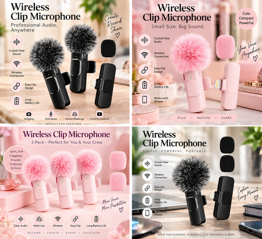 Wireless Lapel Microphone with Lightning Connector for Vlogs and Live Streaming