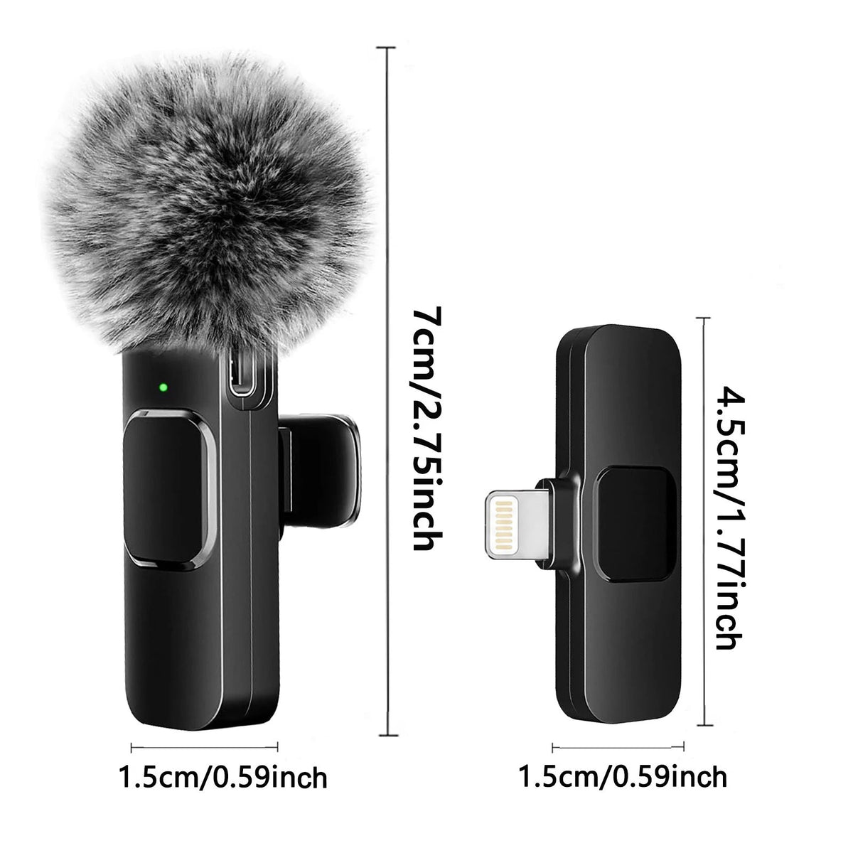 Wireless Lapel Microphone with Lightning Connector for Vlogs and Live Streaming