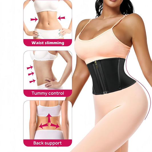 Women's Waist Trainer Tummy Control Corset with Zipper and Hooks